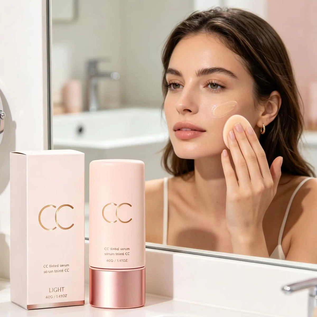 CC Cream Cover Blemishes Redness Glow Face Makeup Matte Natural Finish Lightweight Invisible Color-Correcting Tinted Serum 40G